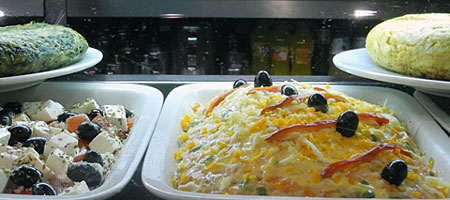 Two kinds of tortilla in case at El Glop in Barcelona Two kinds of tortilla in case at El Glop in Barcelona