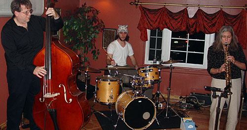 Ken Frank on bass, Matt Pfohl  (star of Butterfly Knot) on drums and Peggi Fournier on soprano sax.