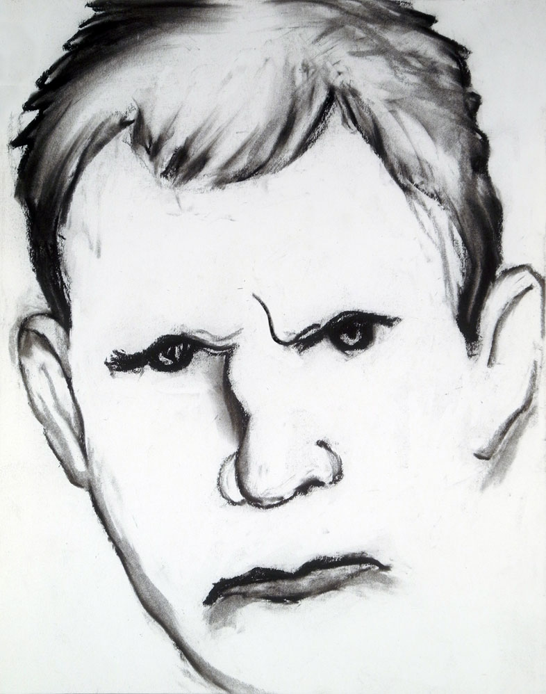 Paul Dodd charcoal drawing "Model From Crime Page" 2011