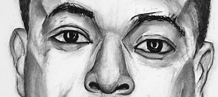 Paul Dodd "Model From Crime Page" 2015 charcoal on paper