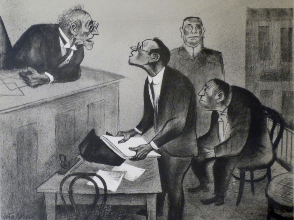 "Young Attorney" lithograph by William Gropper at Warren Philips Gallery in Rochester, New York