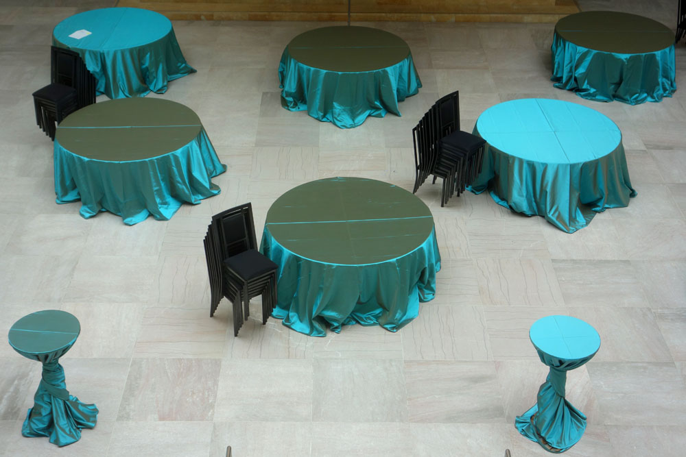 Tables set for an event at Art Gallery of Ontario