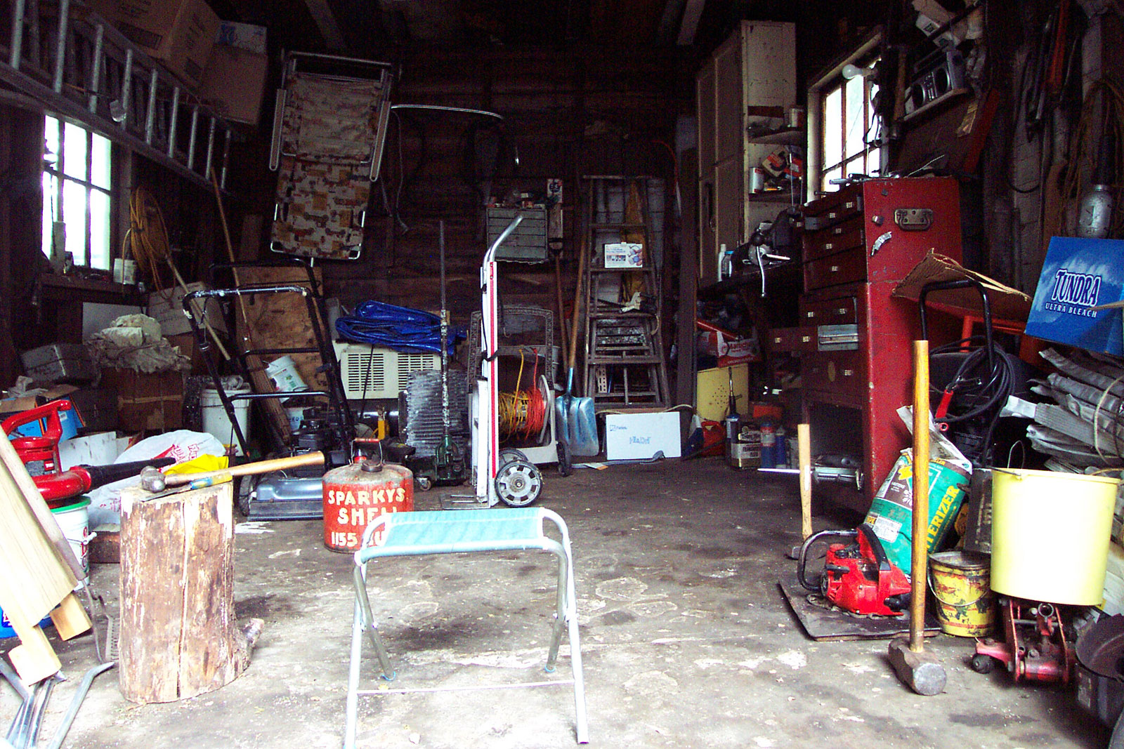 Inside Sparky's garage on Hall Street in Rochester, New York