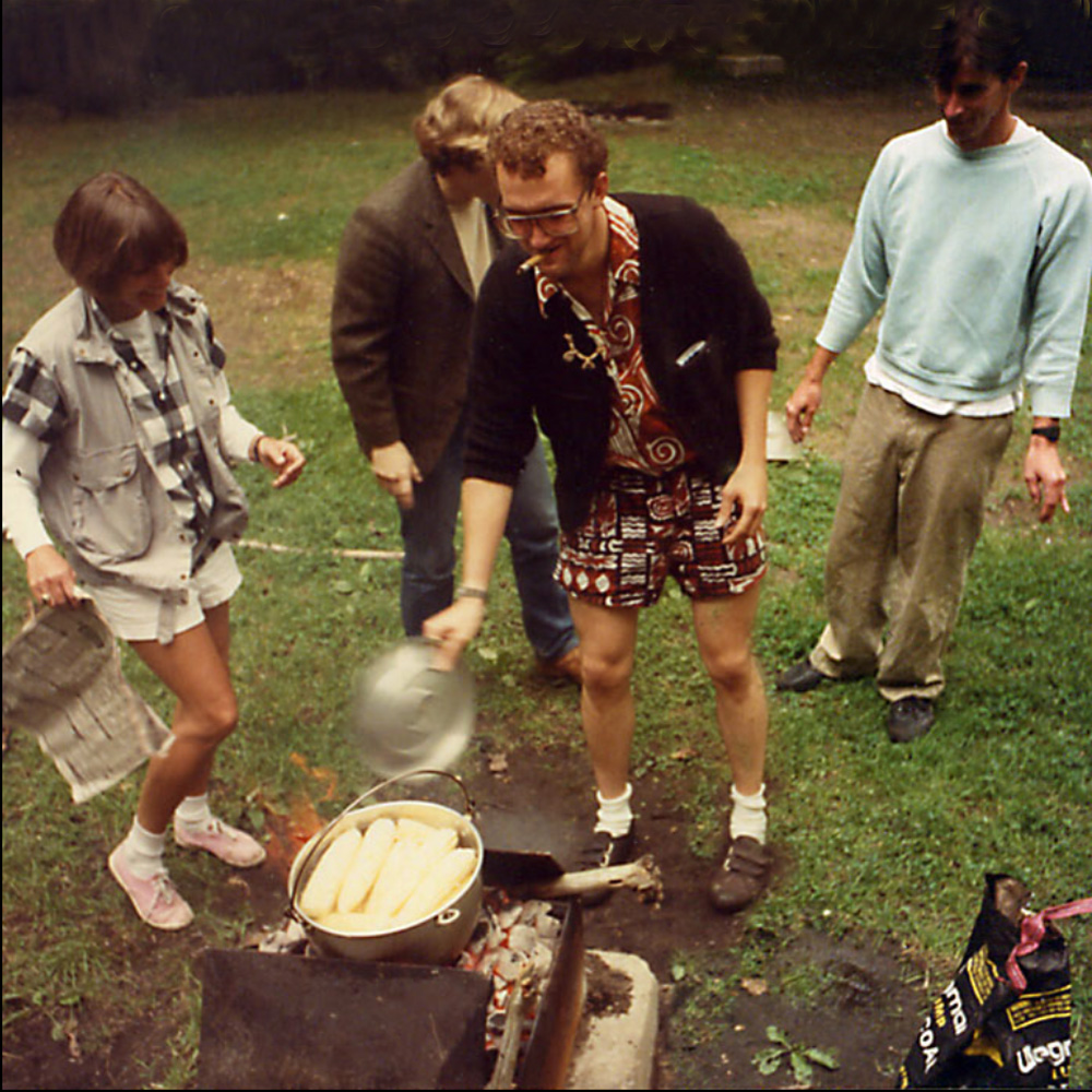 Shawn Irons cooking at Earring Company Picnic with Peggi Fournier, Kevin Vicalvi and Paul Dodd.