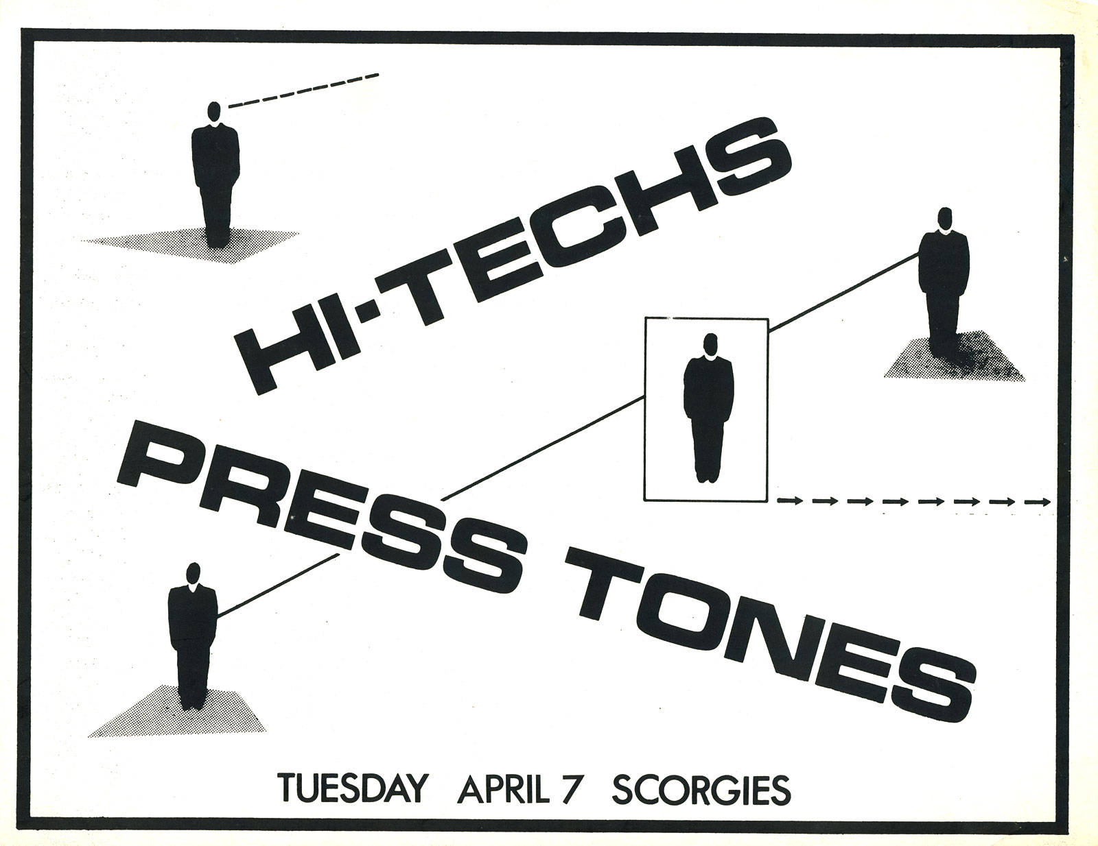Poster for HI-Techs and Prestones at Scorgies in Rochester, New York on 04.07.1981