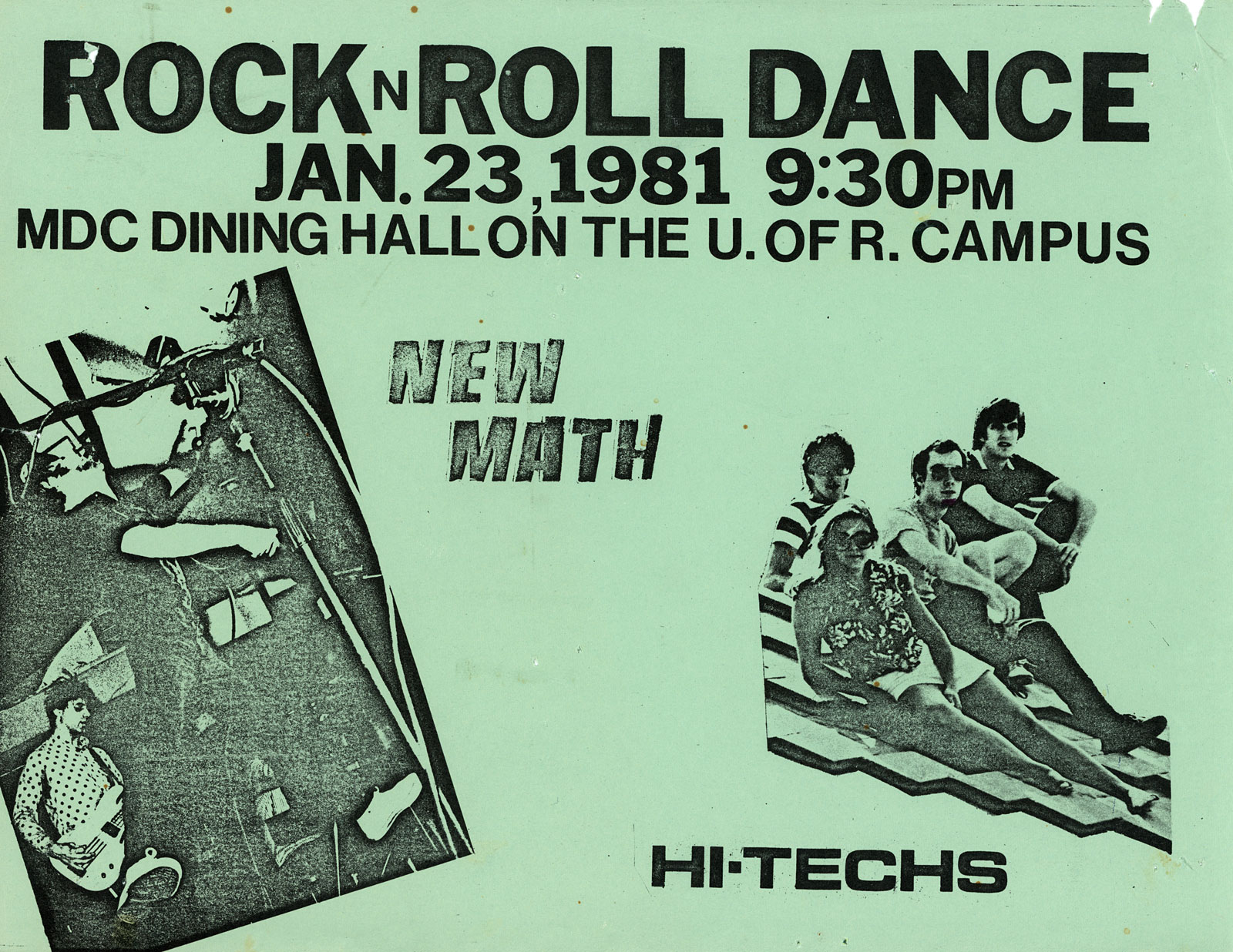 Poster for Hi-Techs and New Math at UR 01.23.1981. Someone at UR made this poster.