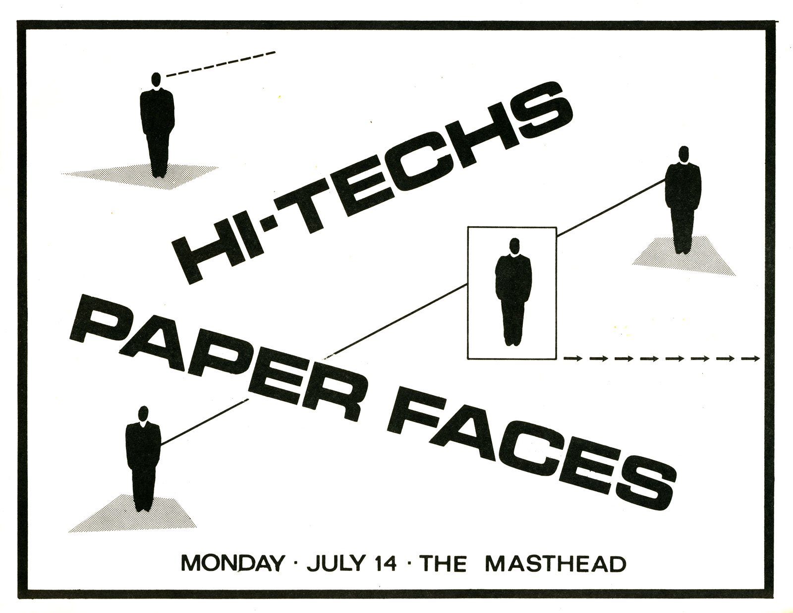 Poster for Hi-Techs and Paper Faces at The Masthead n Buffalo, New York 07.14.1980. This was Hi-Techs first gig in Buffalo and the fist time we heard Paper Faces, a life changing experience.