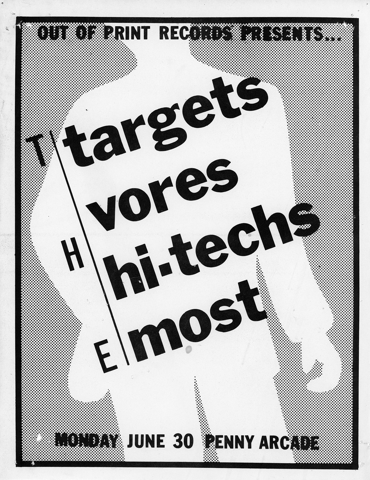 Poster for The Targets, Vores, Hi-Techs_and The Most at Penny Arcade in Rochester, New York 06.30.1980
