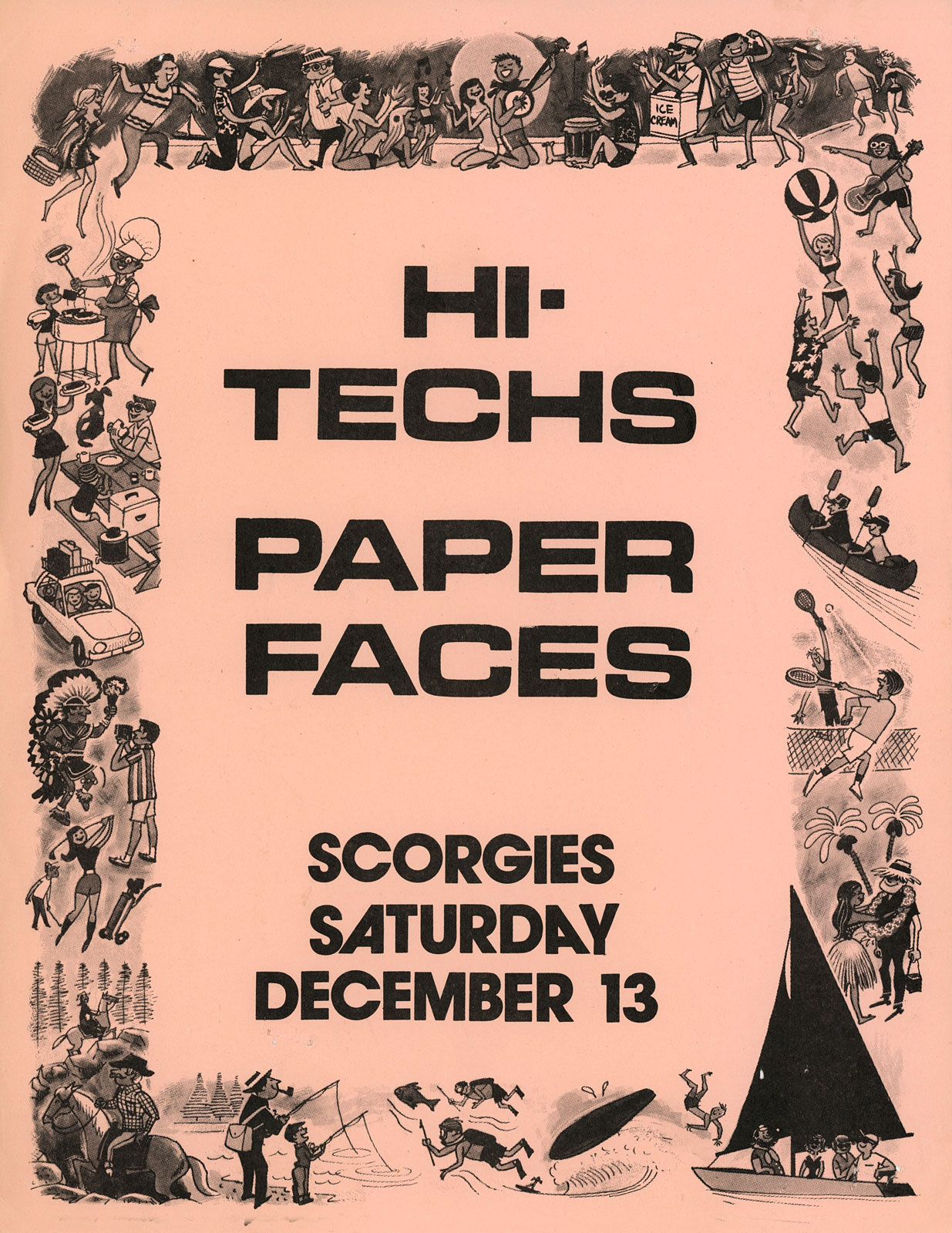 Alternate poster for Hi-Techs and Paper Faces at Scorgies in Rochester, New York 12.13.1980