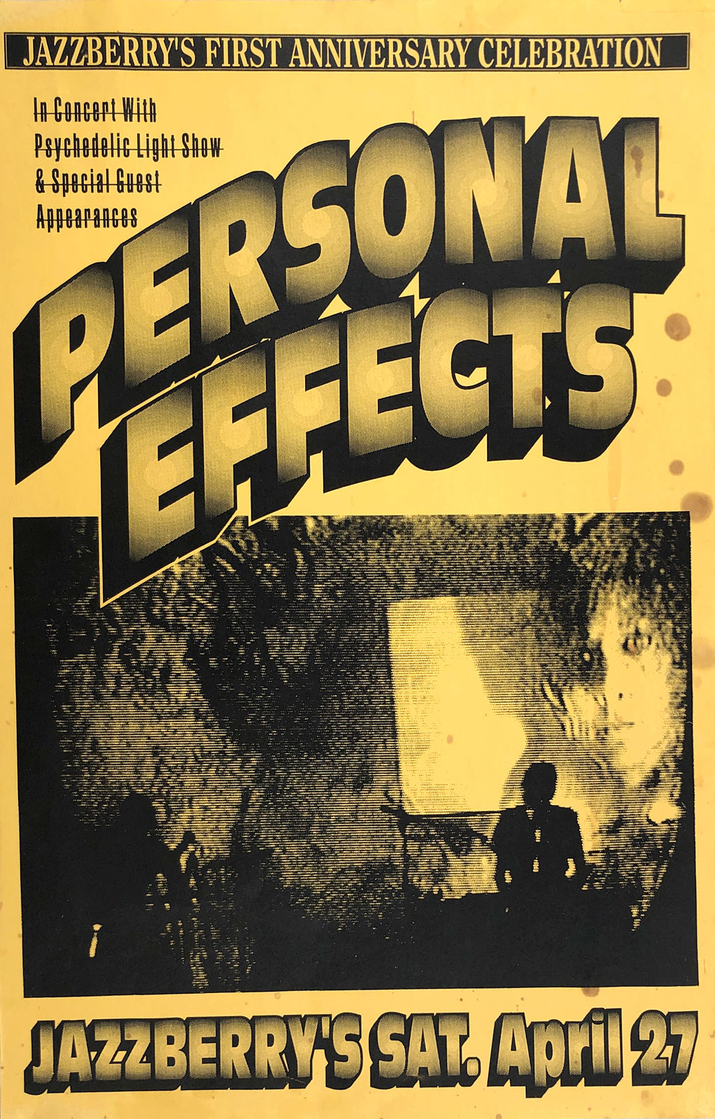 Poster for Personal Effects at Jazzberry's in Rochester, New York on 04.27.1991