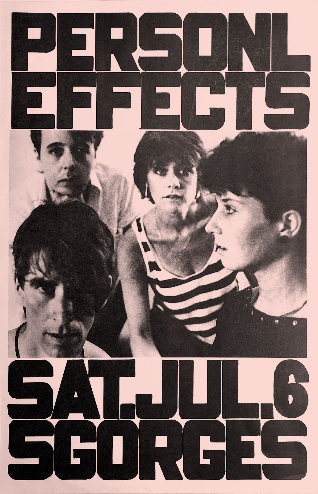 Poster for Personal Effects at Scorgies in Rochester, New York on 07.06.1985