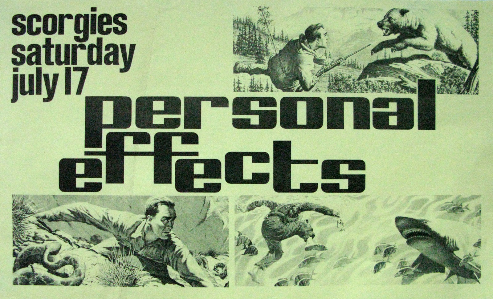 Poster for Personal Effects at Scorgies in Rochester, New York 07.17.1982