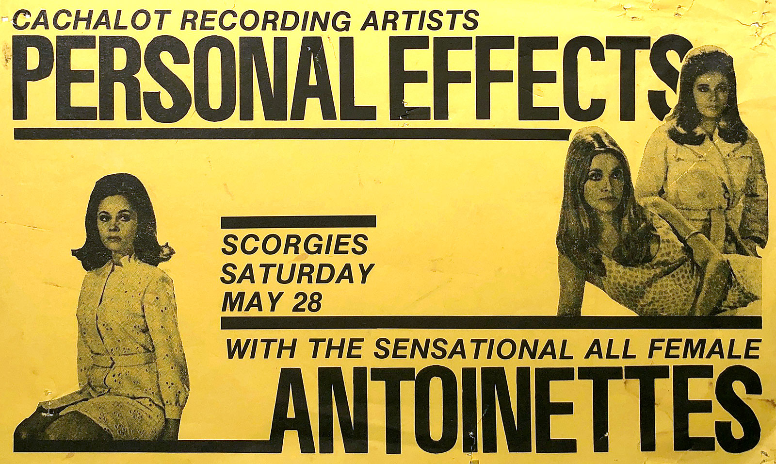 Poster for Personal Effects with the Antoinettes at Scorgie's in Rochester, New York on 05.28.1983