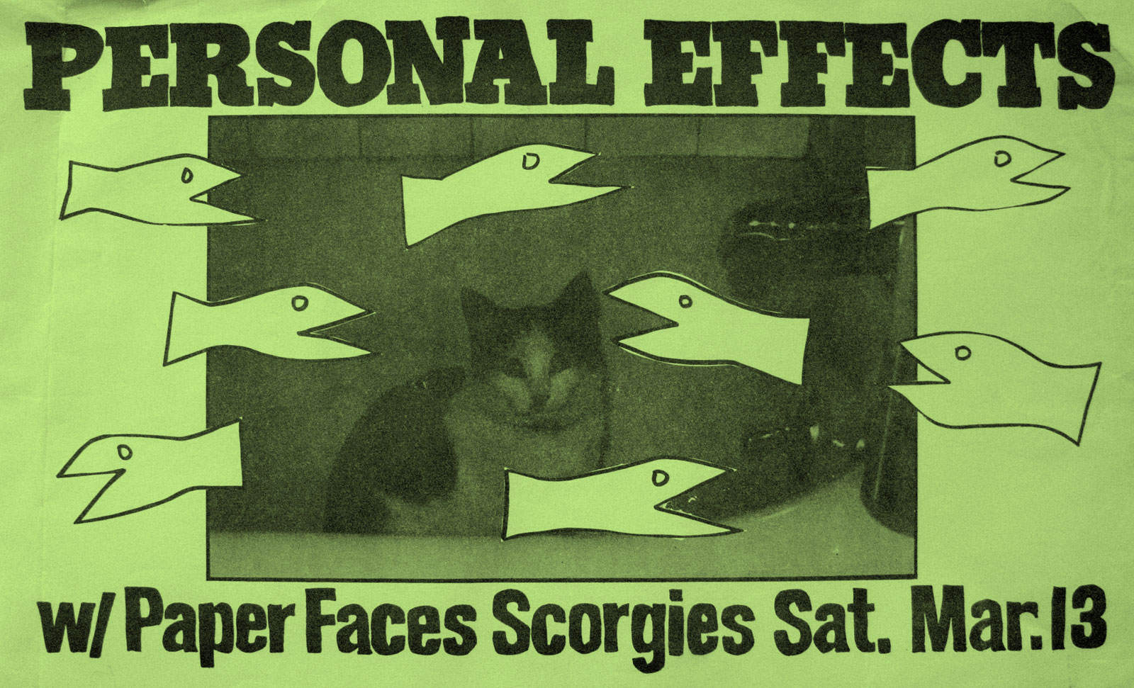 Poster for Personal Effects with Paper Faces at Scorgie's in Rochester, New York on Saturday 03.13.1982