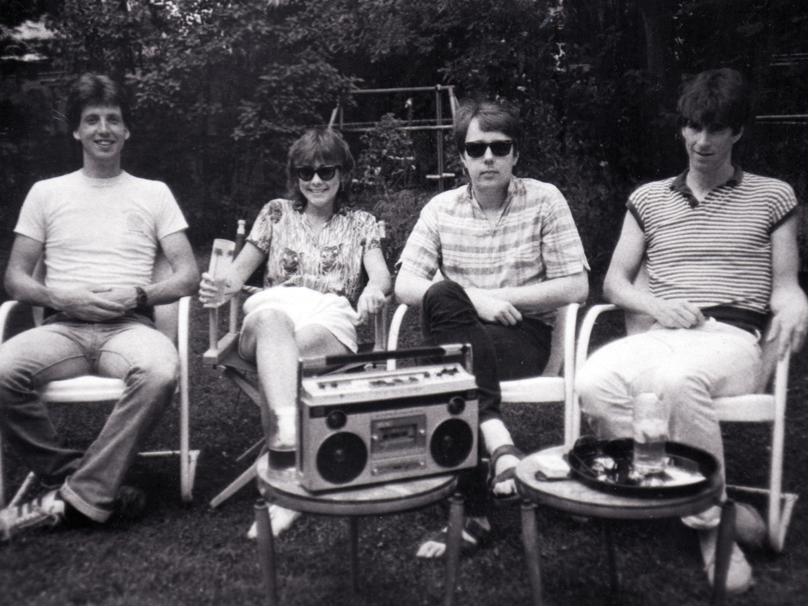 Promo shot of Personal Effects 1983. Bernie Heveron, Peggi Fournier, Bob Martin and Paul Dodd.