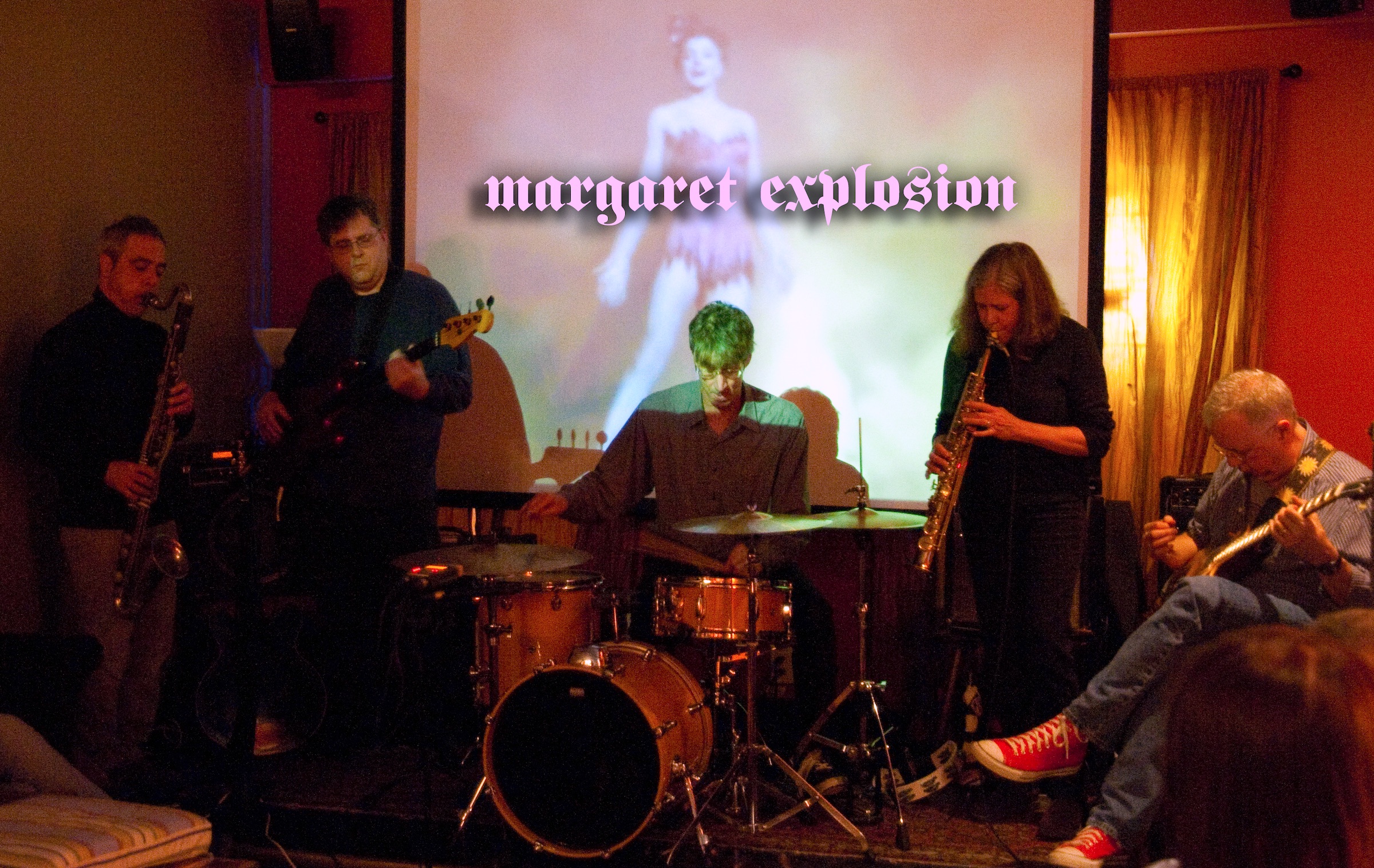 Margaret Explosion playing upstairs at Abilene with Jack Schaefer on bass clarinet. Photo by Brian Peterson.