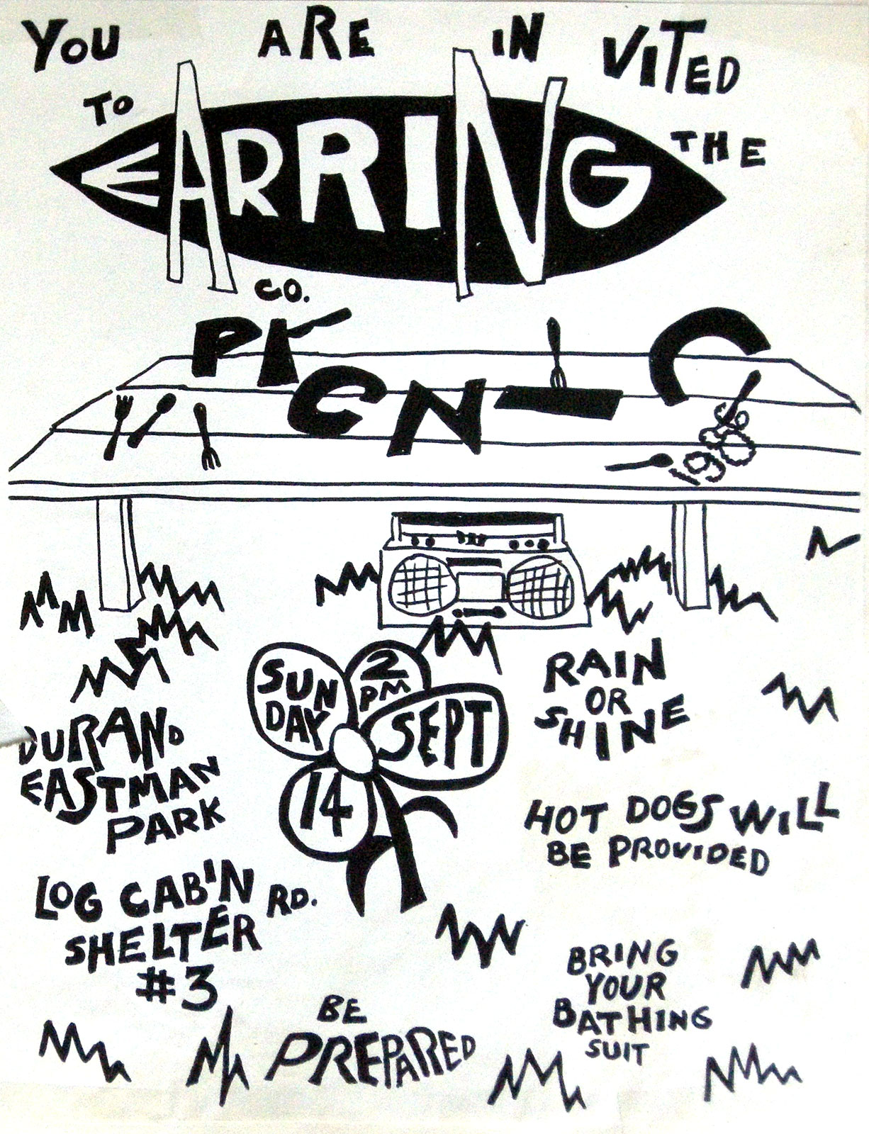Earring Records Company Picnic invitation 1986