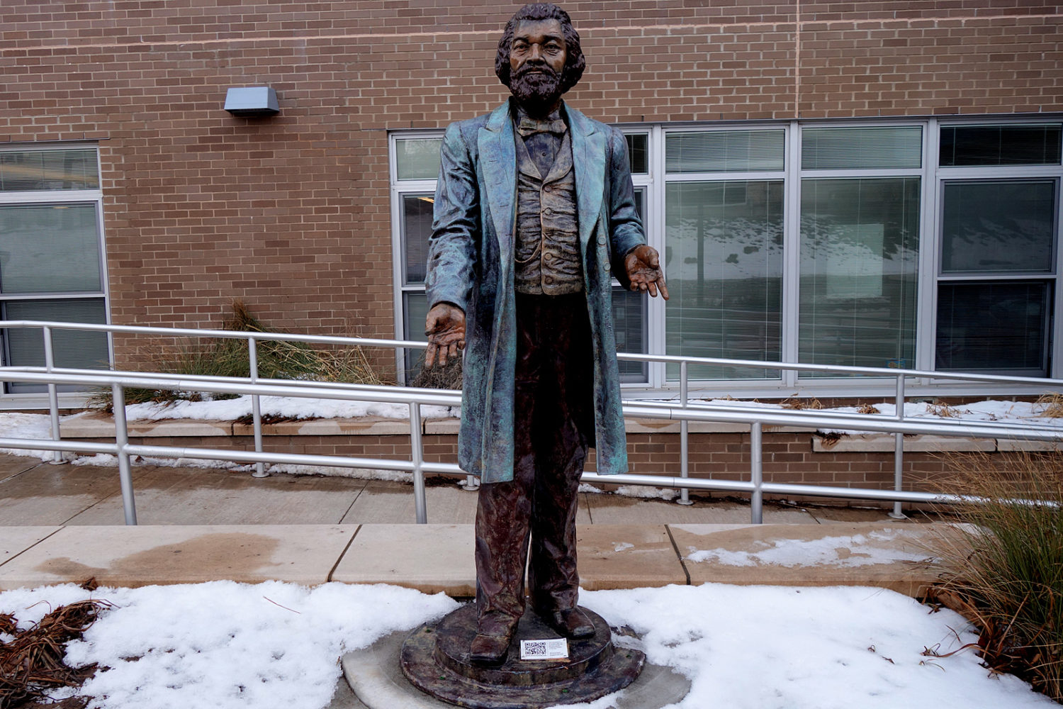 Frederick Douglas plastic statue in front of his former home on South Avenue in Rochester, New York