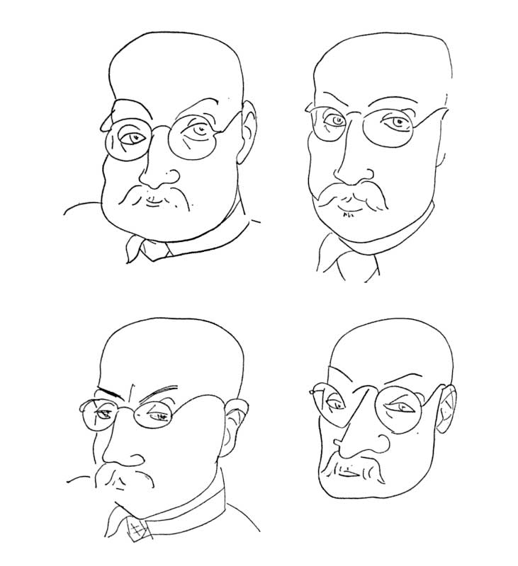 Four drawings-portraits perhaps - by Matisse in 1947