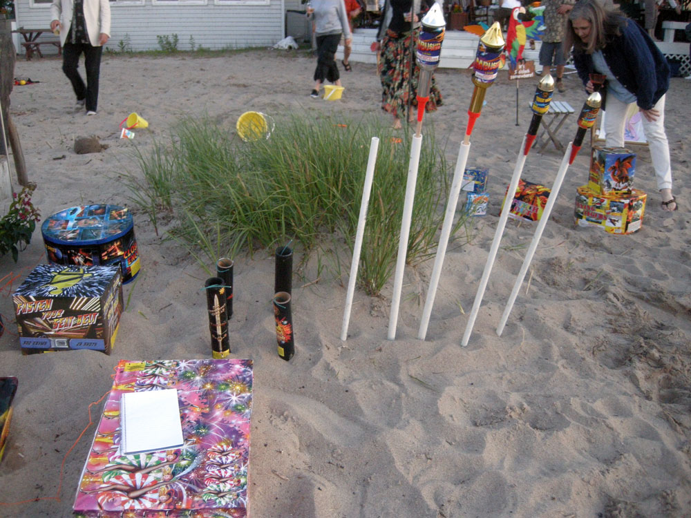 Fireworks on the shore of Lake Ontario