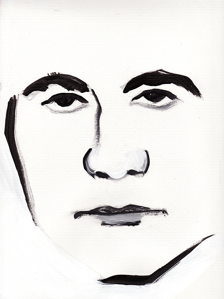 "Model from Crime Page" tempura on paper, Paul Dodd 2011