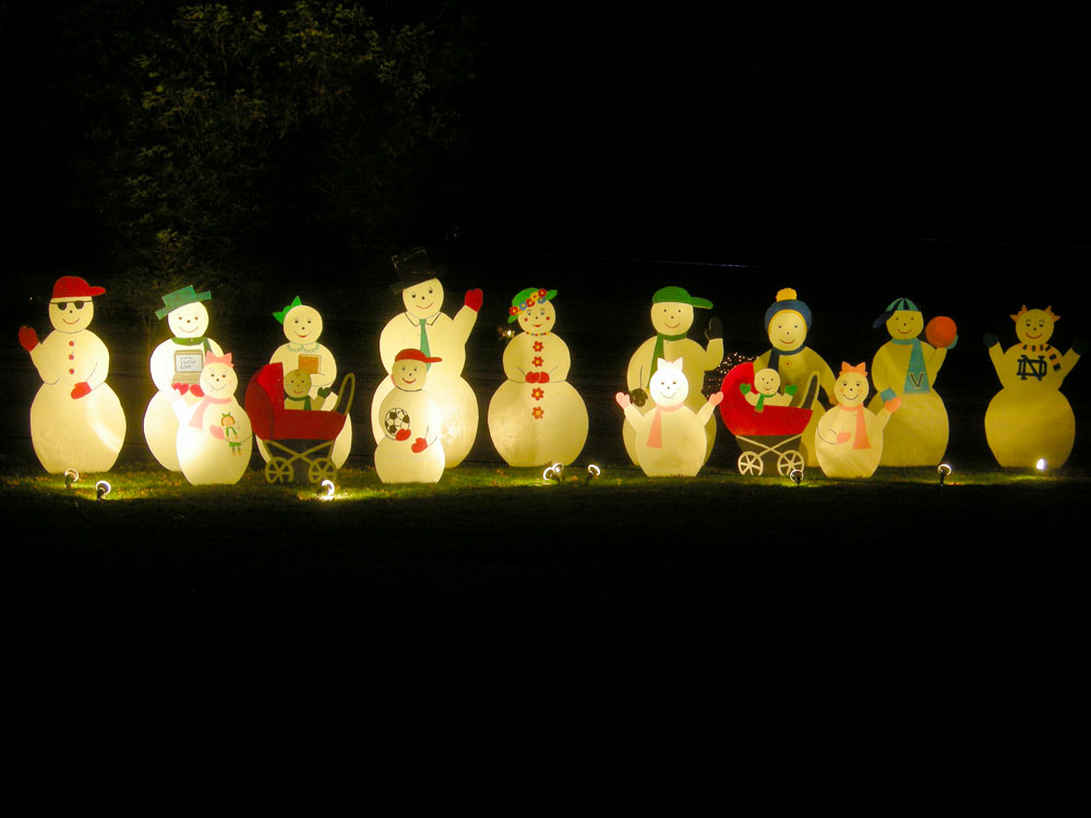 Snowmen on Knollwood Drive in Brighton outside of Rochester New York