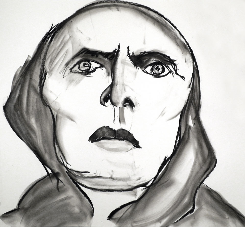 Paul Dodd charcoal drawing entitled "Still From Passion Of St Joan 01" 2012