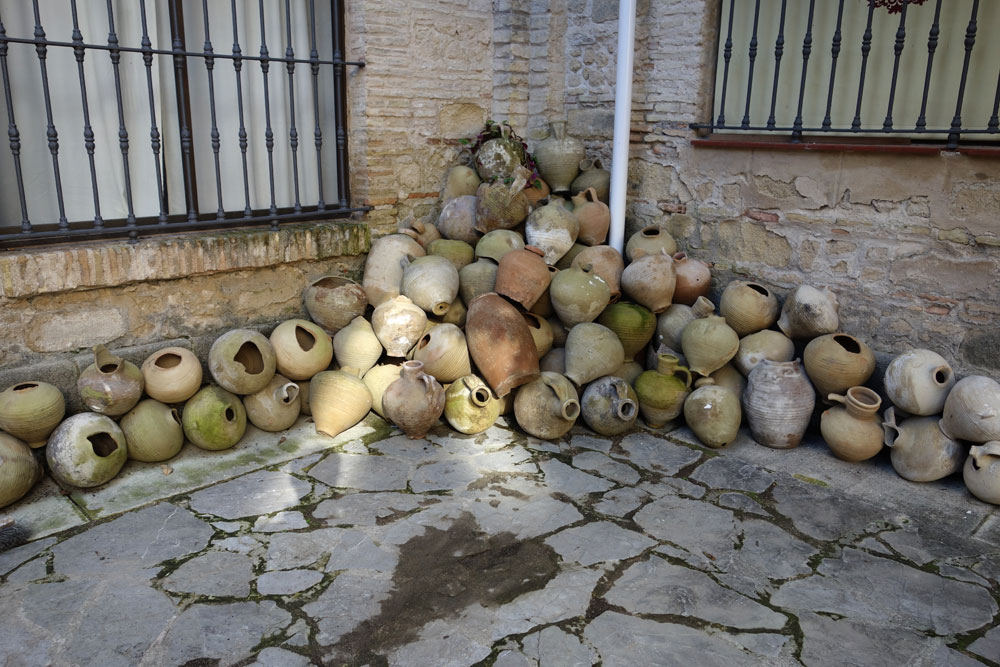 Broken vessels in courtyard of cathedral in Jerez de la Frontera