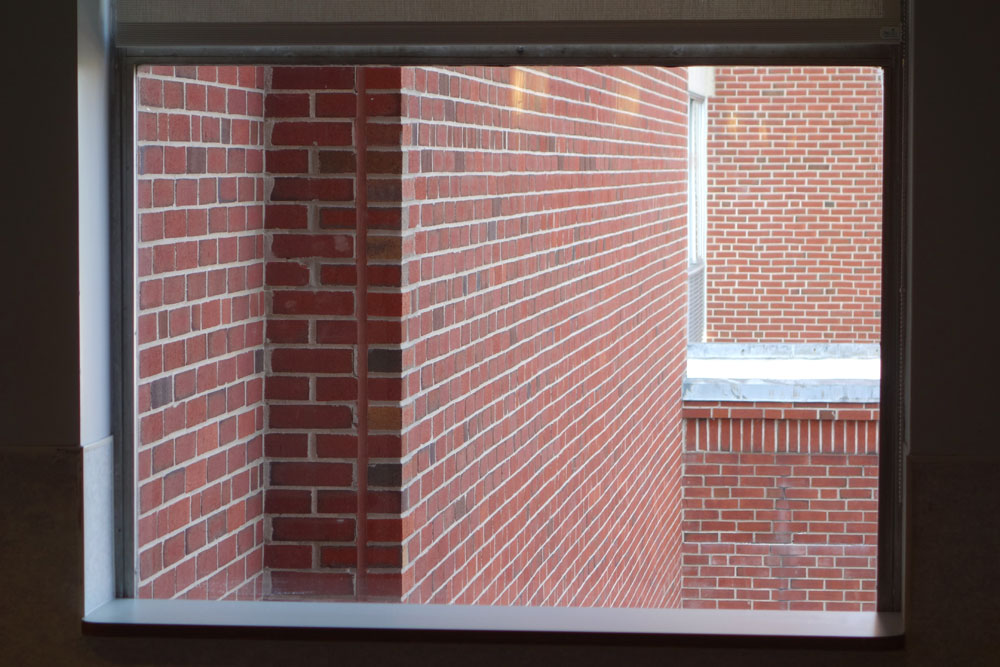 View of brick walls from Highland Hospital's fifth floor