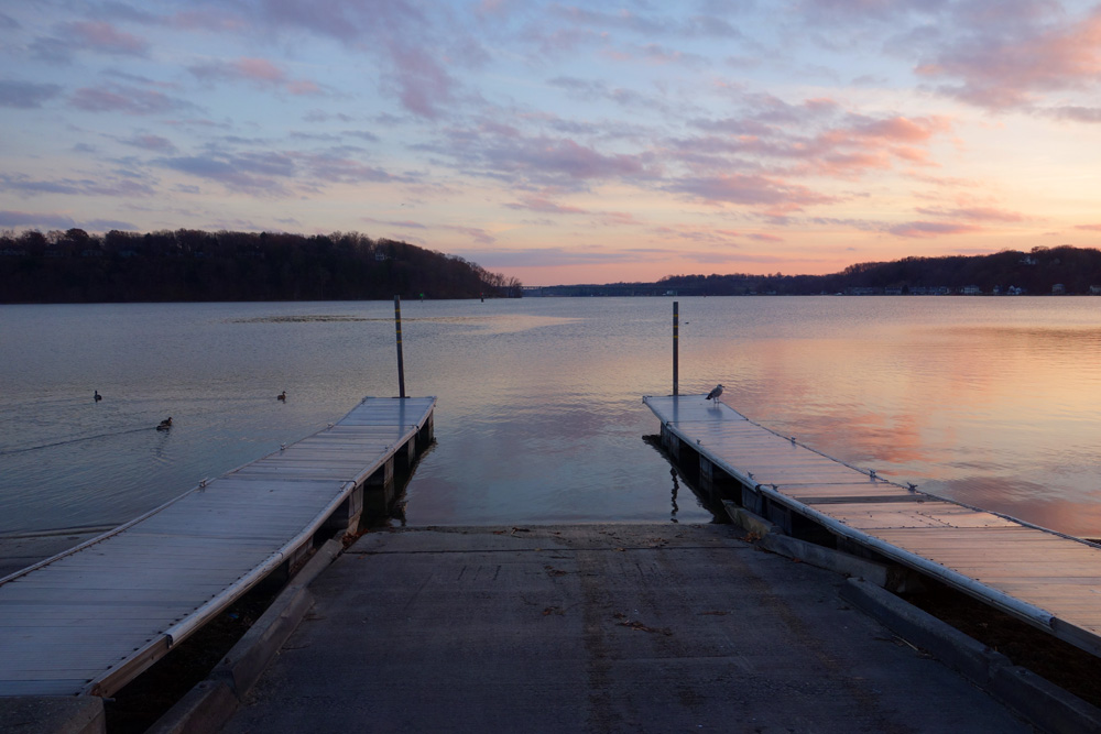 Seabreeze docks at dusk in December, Rochester, New York