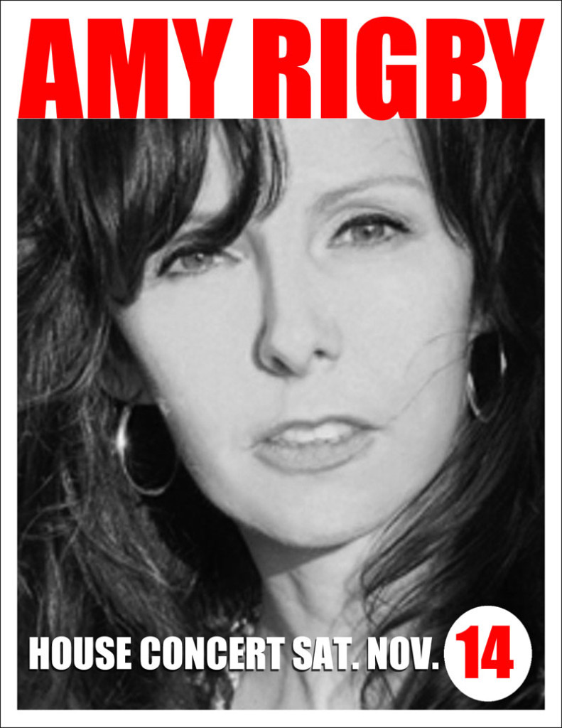 Amy Rigby poster for upcoming house concert gig in Rochester, New York