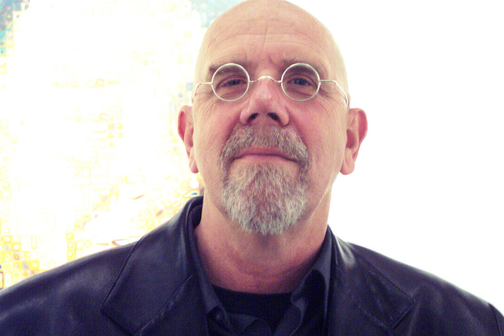 Chuck Close at his gallery show in Chelsea 2002