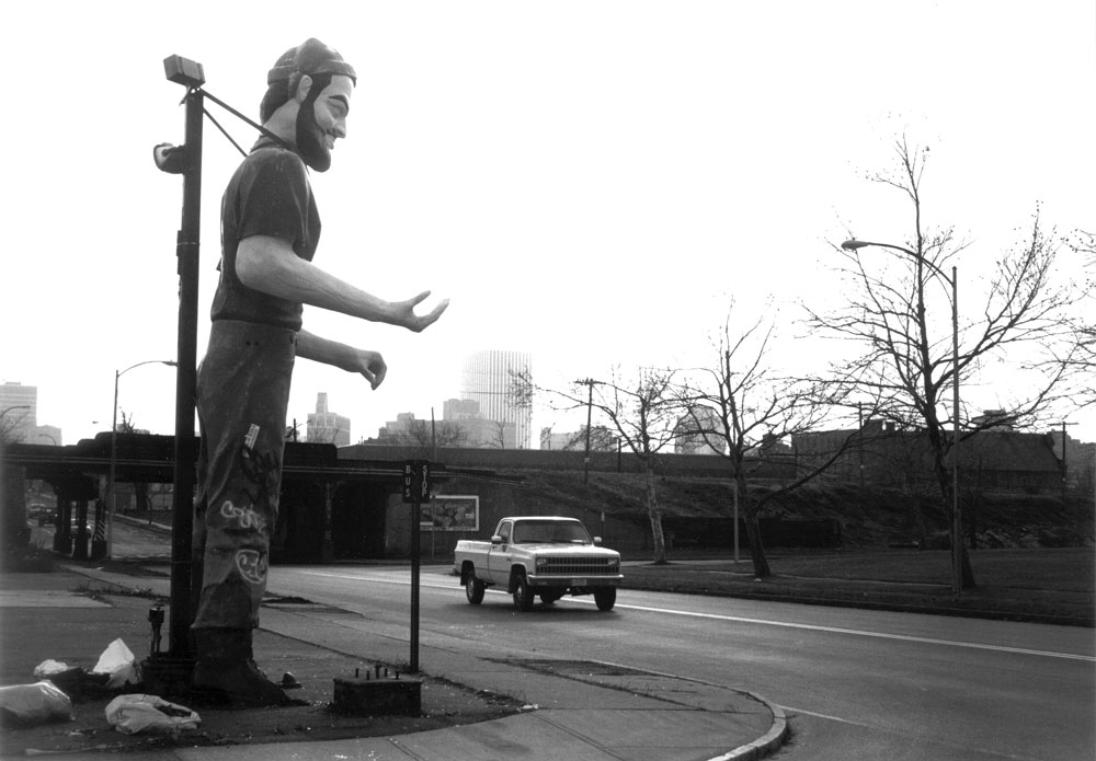 Paul Bunyan statue on the corner of Portlad Avenue and North Street in Rochester, New York