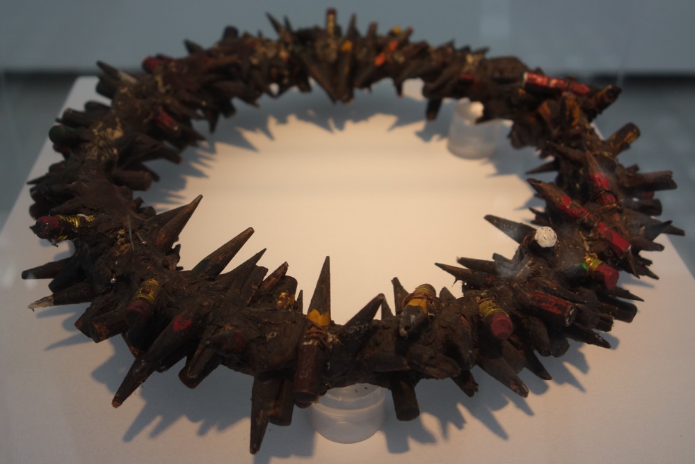 A crown of thorns made with pencils by Bernardi Roig, an artist from Palma de Mallorca