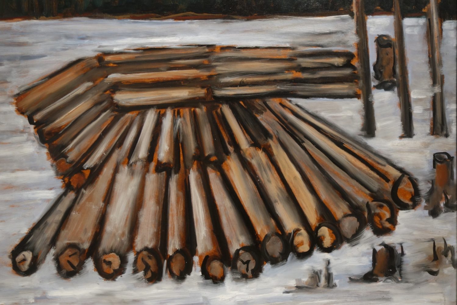 Marsden Hartley Log Industry painting from Maine show at Met Breuer