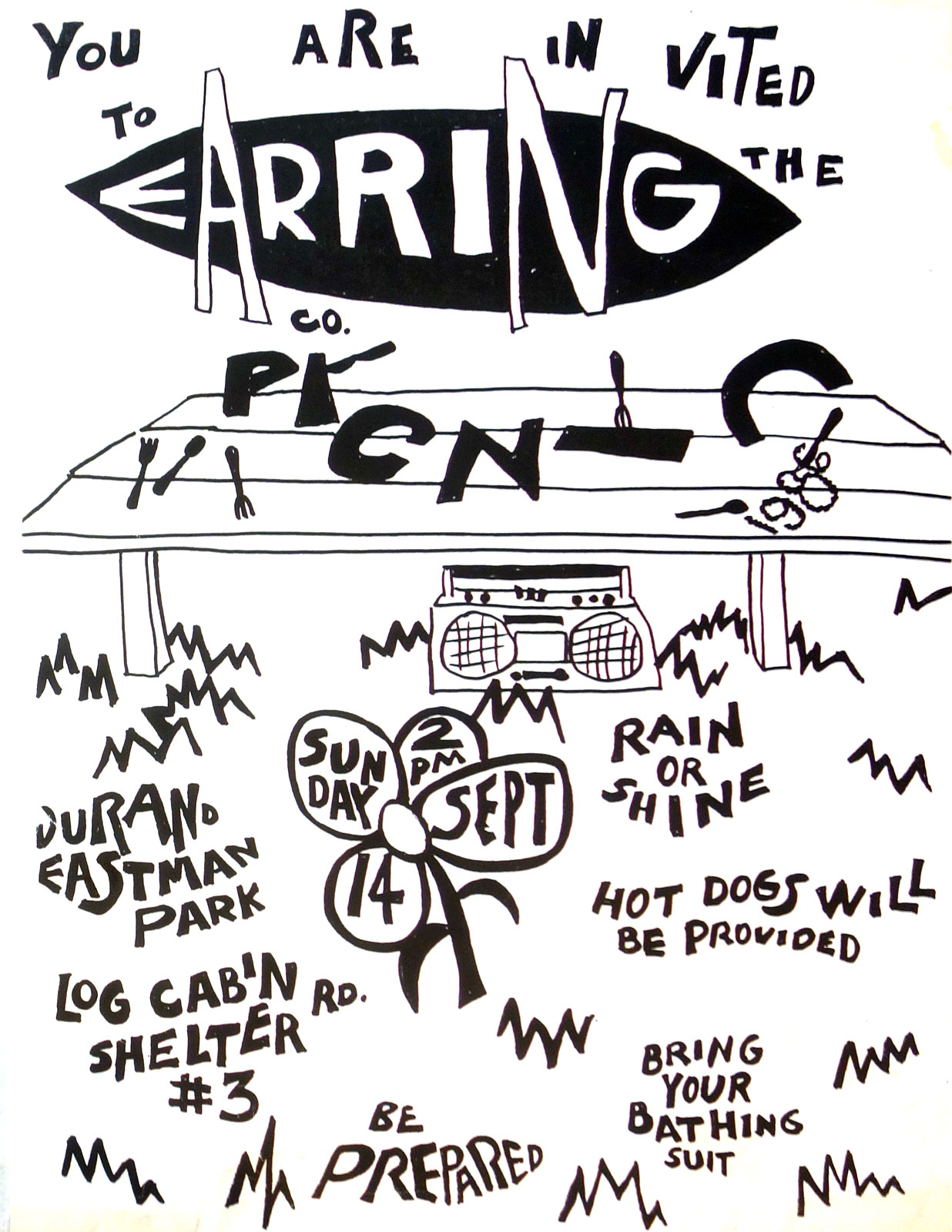 Invite to Earring Company Picnic 1985