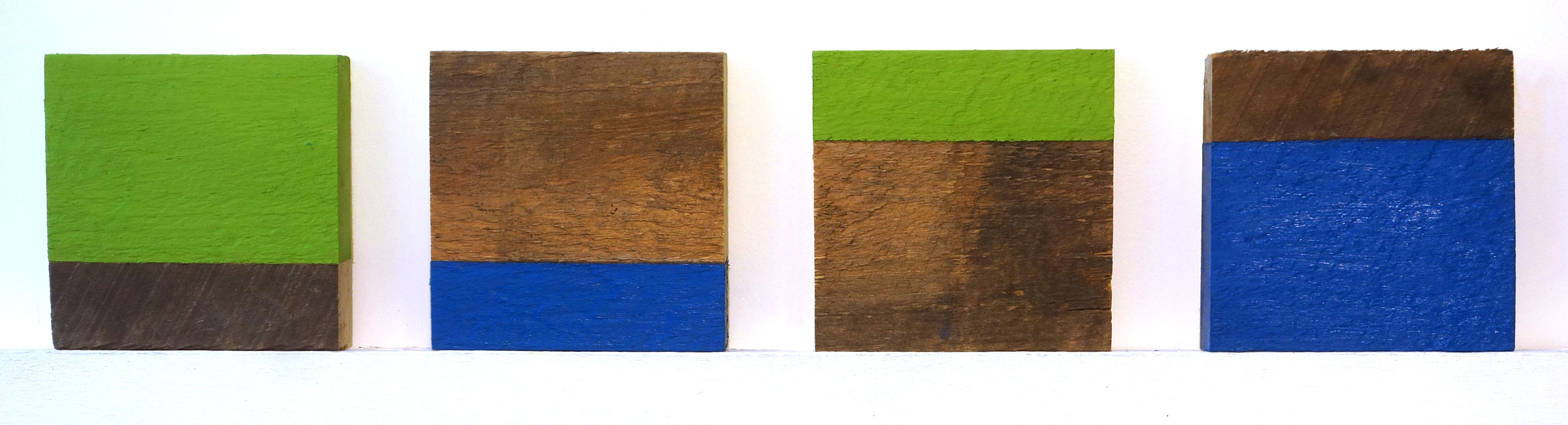 Four "Untitled" entries to Rochester Contemporary 6x6 Show, oil on wood, Paul Dodd 2016