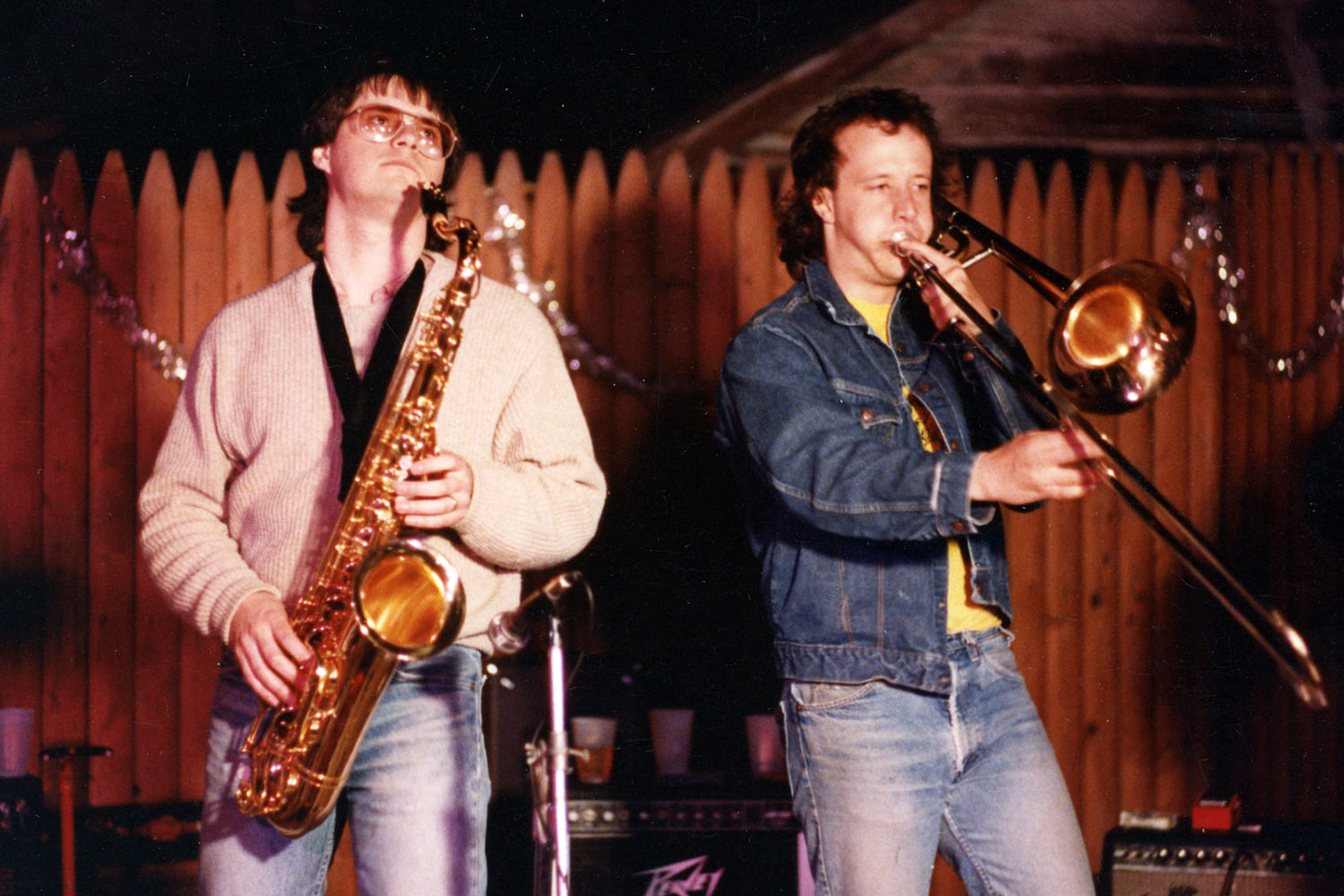 Dave McIntire and John Ebert playing horns with The Colorblind James Experience. Photo by Gary Brandt.