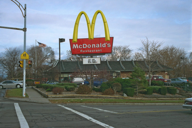 04. McDonalds, East Main Street, Rochester. Source photo for Paul Dodd "Passion Play" 1999.