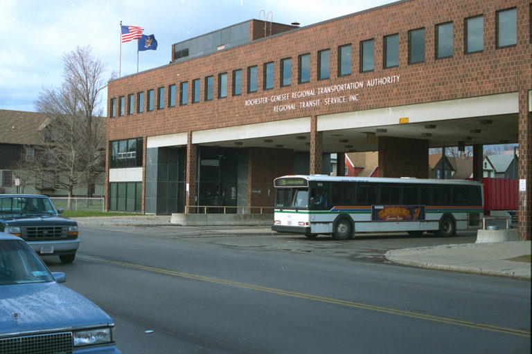 09. Regional Transit Bus Terminal, East Main Street, Rochester. Source photo for Paul Dodd "Passion Play" 1999.