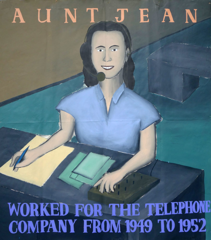 "Aunt Jean" Paul Dodd Painting from 1990 Pyramid Arts Center show entitled "The City" Acrylic house paint on billboard paper, 54" wide by "60" high