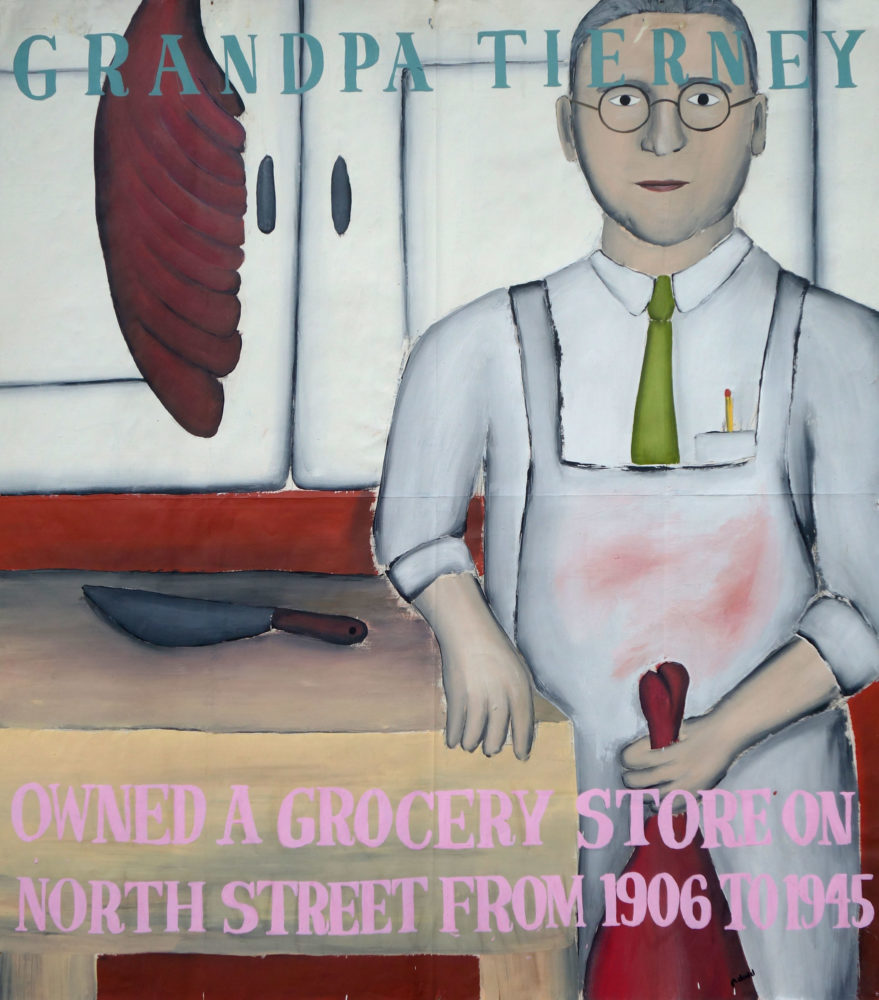 "Grandpa Tierney" Paul Dodd Painting from 1990 Pyramid Arts Center show entitled "The City" Acrylic house paint on billboard paper, 54" wide by "60" high