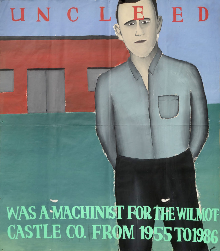 "Uncle Ed" Paul Dodd Painting from 1990 Pyramid Arts Center show entitled "The City"  Acrylic house paint on billboard paper, 54" wide by "60" high