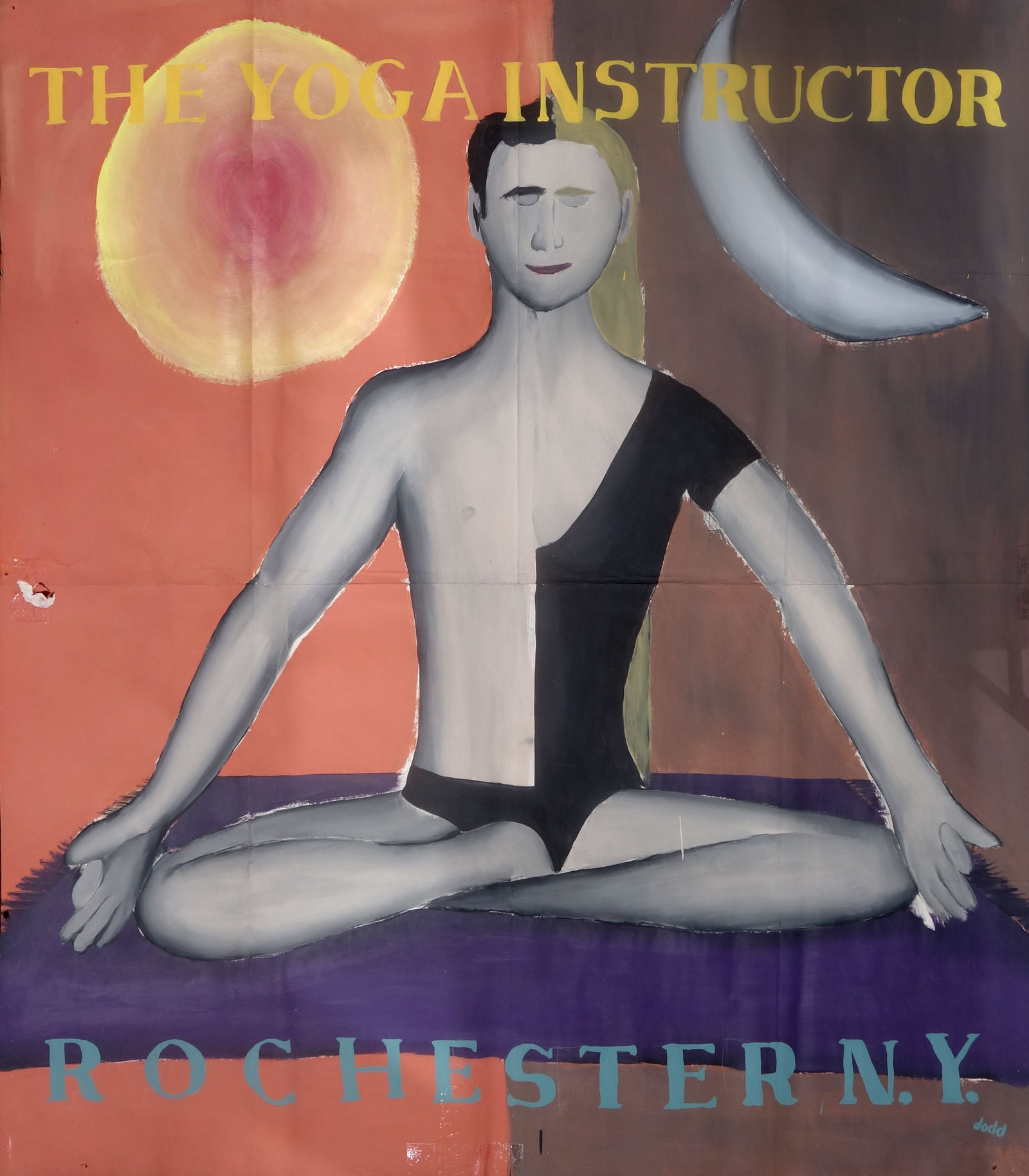 The Yoga Instructor (Suzanne "Gypsy" Linsky) from the "Community Icons" series by Paul Dodd. Acrylic house paint on billboard paper, 54" wide by "60" high, 1989