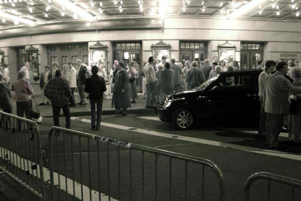 James Brown, Etta James, McCoy Tyner and Wayne Shorter posters out front of the Eastman Theater at the 2006 Rochester International Jazz Festival