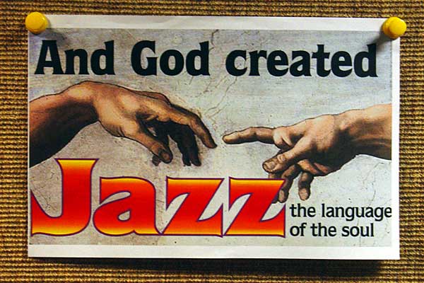 Sign inside the Lutheran Church at the 2007 Rochester International Jazz Festival