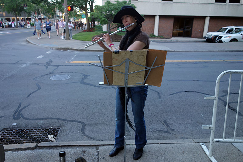 Flute player performing at the 2014 Rochester International Jazz Festival