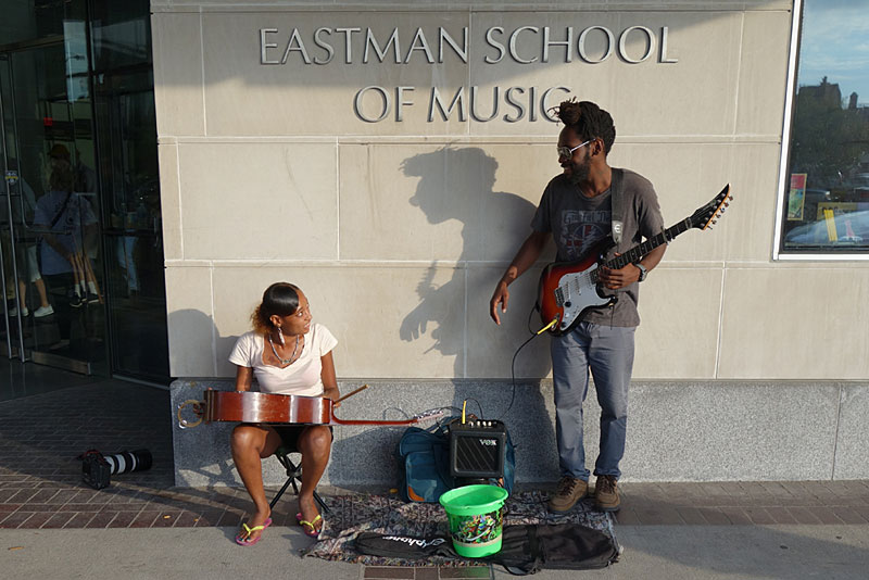 Street musicians performing at the 2016 Rochester International Jazz Festival