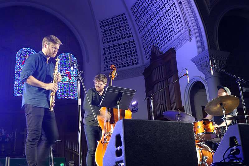 Gard Nilssen's Acoustic Unity performing at the 2017 Rochester International Jazz Festival