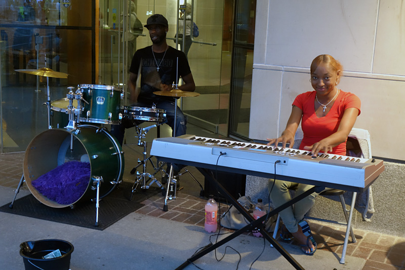 Street duo performing at the 2018 Rochester International Jazz Festival